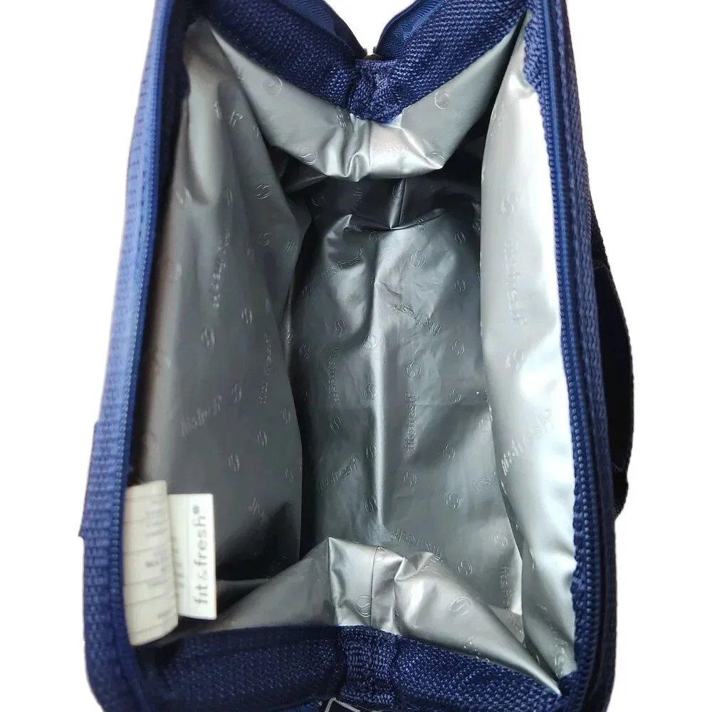 Fit & Fresh Adults Insulated Lunch Bag Work Food Containers Geometric Blue